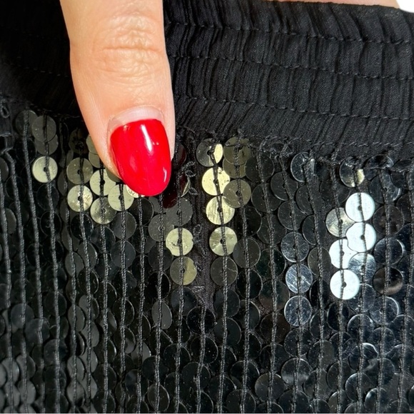 Vintage Silk Sequin Skirt Size Medium Large Black 80s 90s Glam - Picture 7 of 8